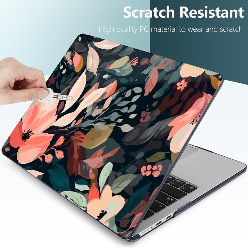 DONGKE Compatible with M4 MacBook Air 15 inch Case 2025 2024 2023 A3241 A3114 A2941 M3 M2 Liquid Retina Display Touch ID, Plastic Hard Case & Keyboard Skin & Screen Protector - Painted Florals - Image 3